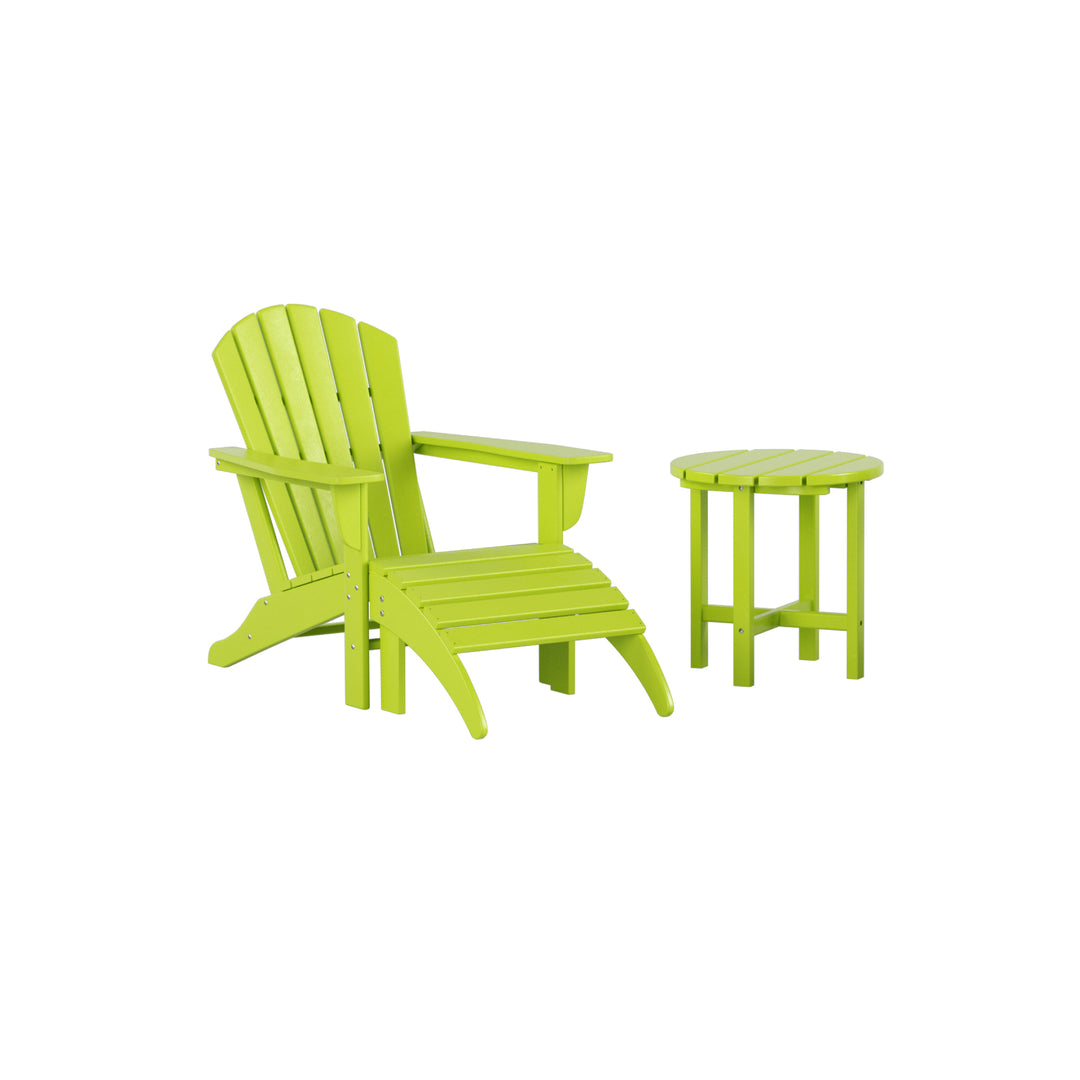 Dylan Outdoor Adirondack Chair With Ottoman And Side Table 3-Piece Set