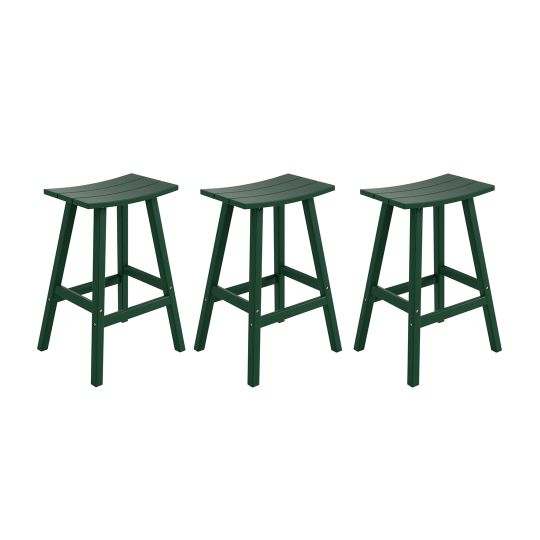 Malibu 29" HDPE Outdoor Patio Bar Height Bar Stools (Set of 3)