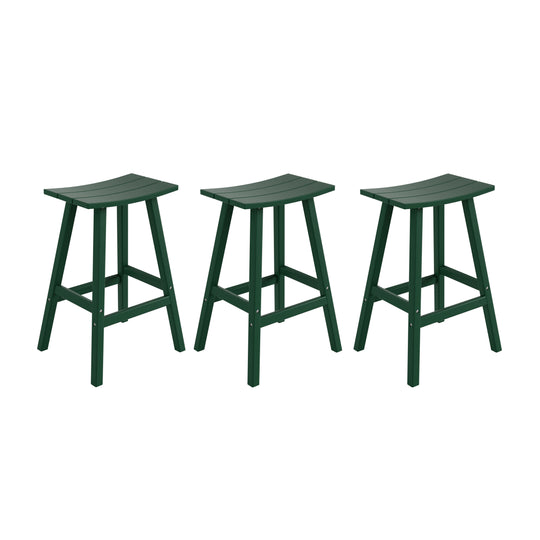 Malibu 29" HDPE Outdoor Patio Bar Height Bar Stools (Set of 3)