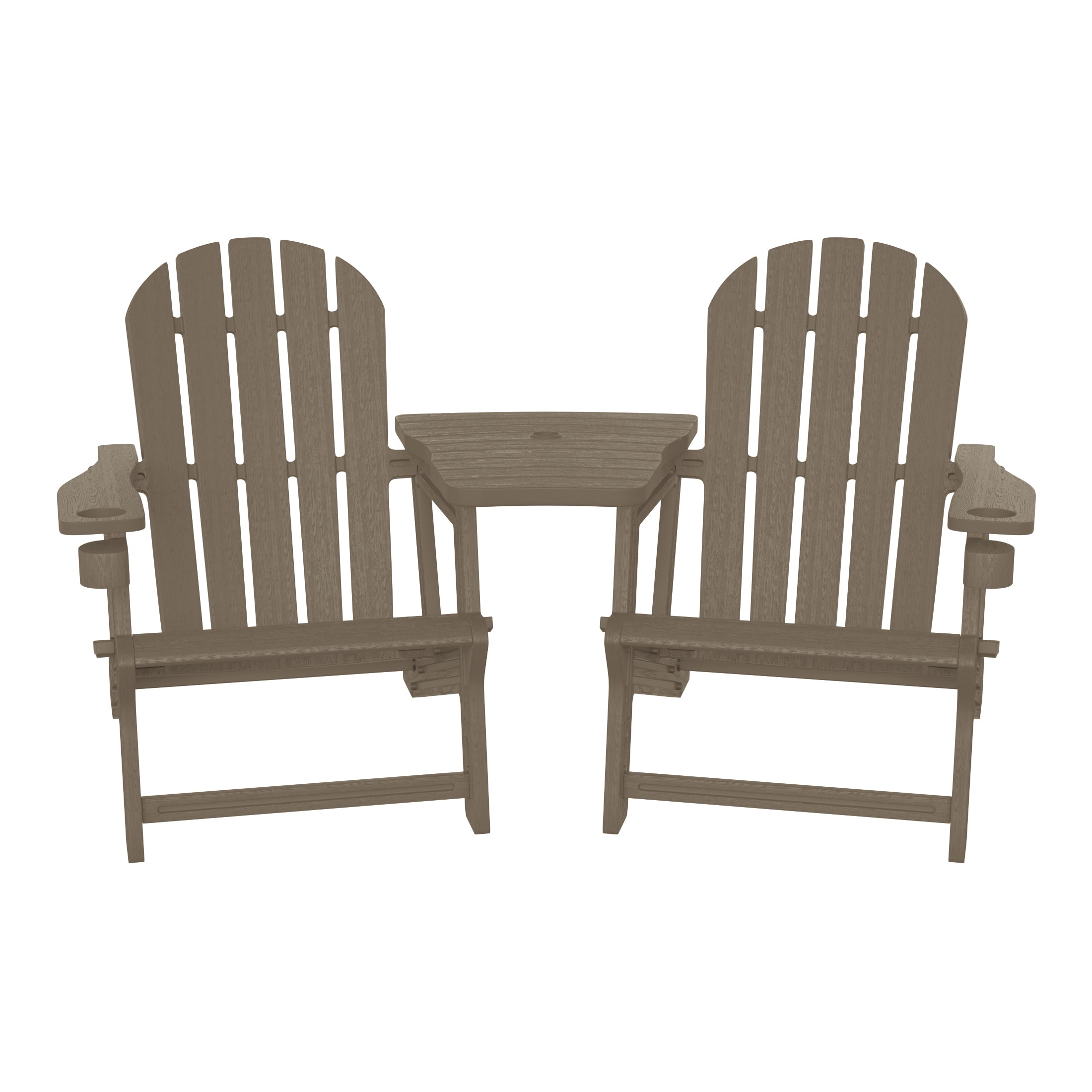 Azura Outdoor HDPE Adirondack Chairs With Connecting Table Tray (Set of 2)