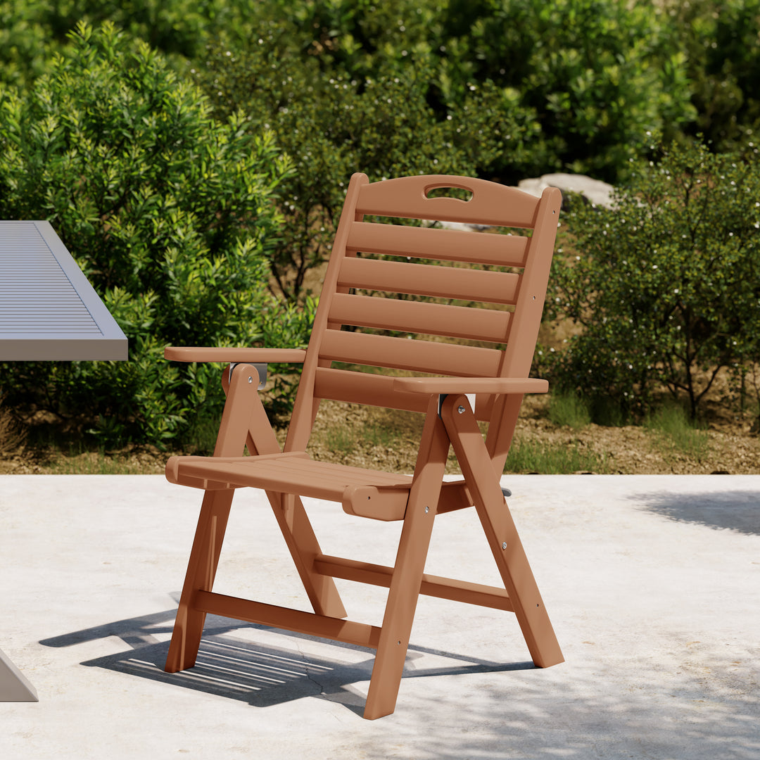 Malibu HDPE Adjustable Highback Folding Patio Dining Chair