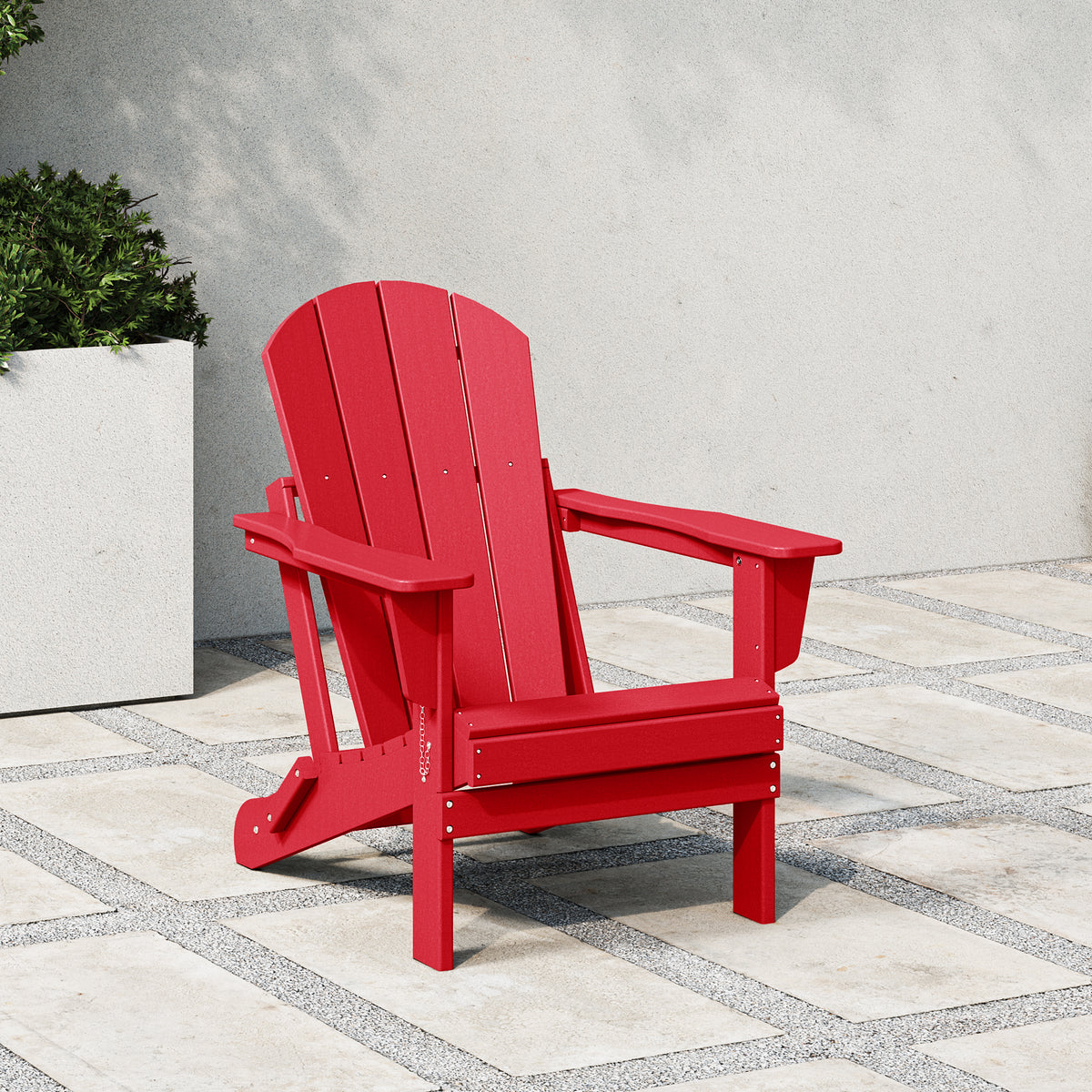 Malibu folding Adirondack chair in Red styled outdoors