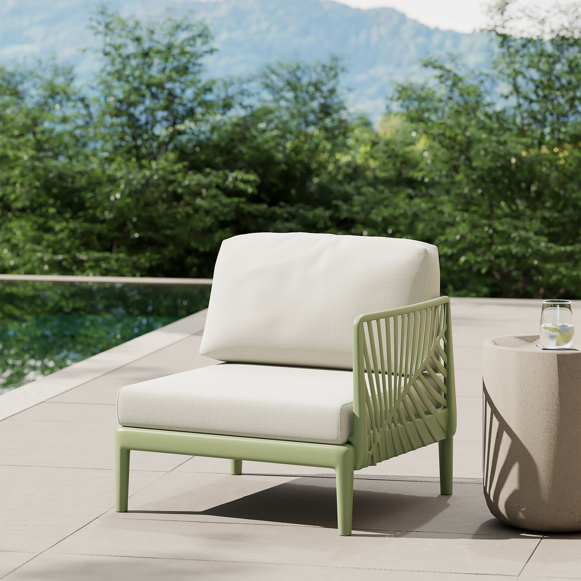 Playa Modern Outdoor Polypropylene Resin Right Arm Facing Deep Seating Sectional Chair