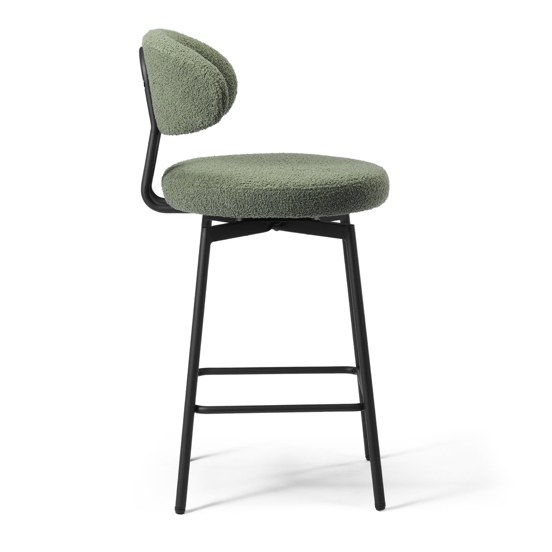Alexandria Modern Upholstered Sherpa Fabric Counter Height Bar Stools with Back (Set of 2)