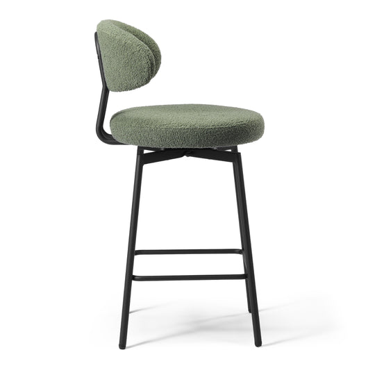 Alexandria Modern Upholstered Sherpa Fabric Counter Height Bar Stools with Back (Set of 2)