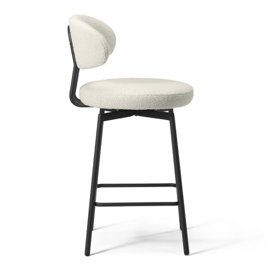 Alexandria Modern Upholstered Sherpa Fabric Counter Height Bar Stools with Back (Set of 2)