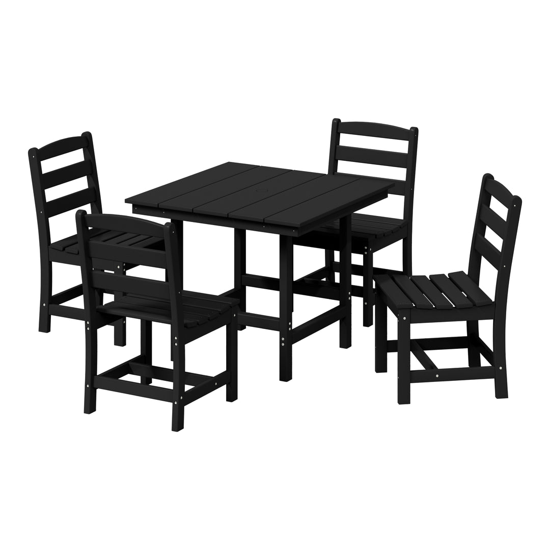 Ashore 5-Piece HDPE Outdoor Square Patio Dining Table Set with Armless Side Chairs