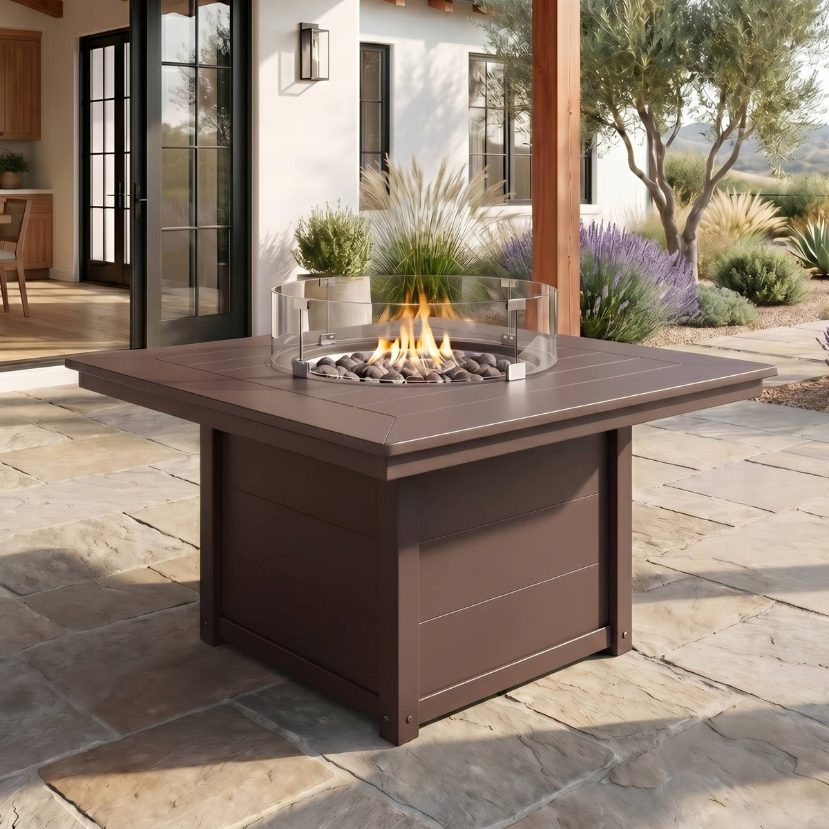 Helios 42" Modern Outdoor Patio Propane Square Fire Pit Table