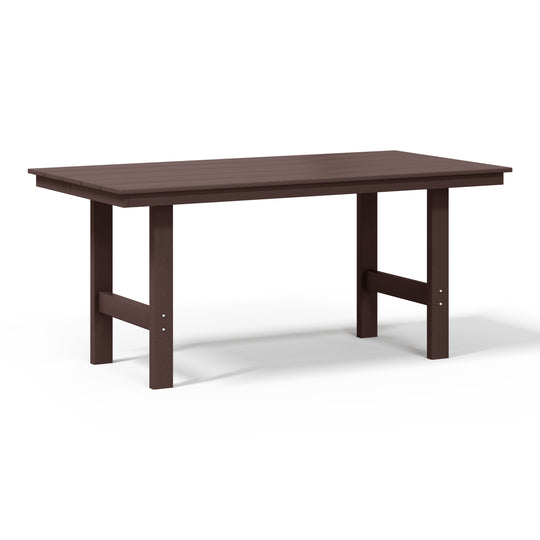 Ashore Outdoor Modern HDPE 66" Wide Rectangle Patio Dining Table for 6