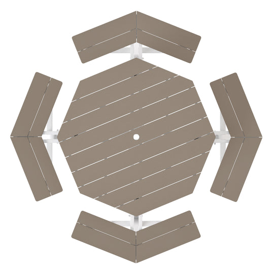 Greenville Outdoor 48" HDPE 8-Person Patio Octagon Picnic Table