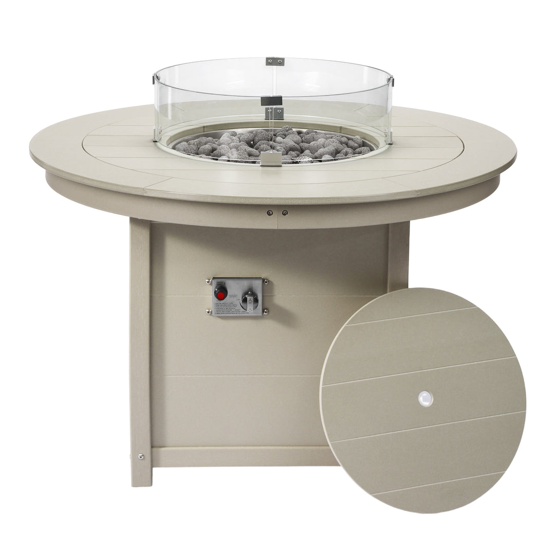 Helios 47" Modern Outdoor Patio Propane Gas Round Fire Pit Table