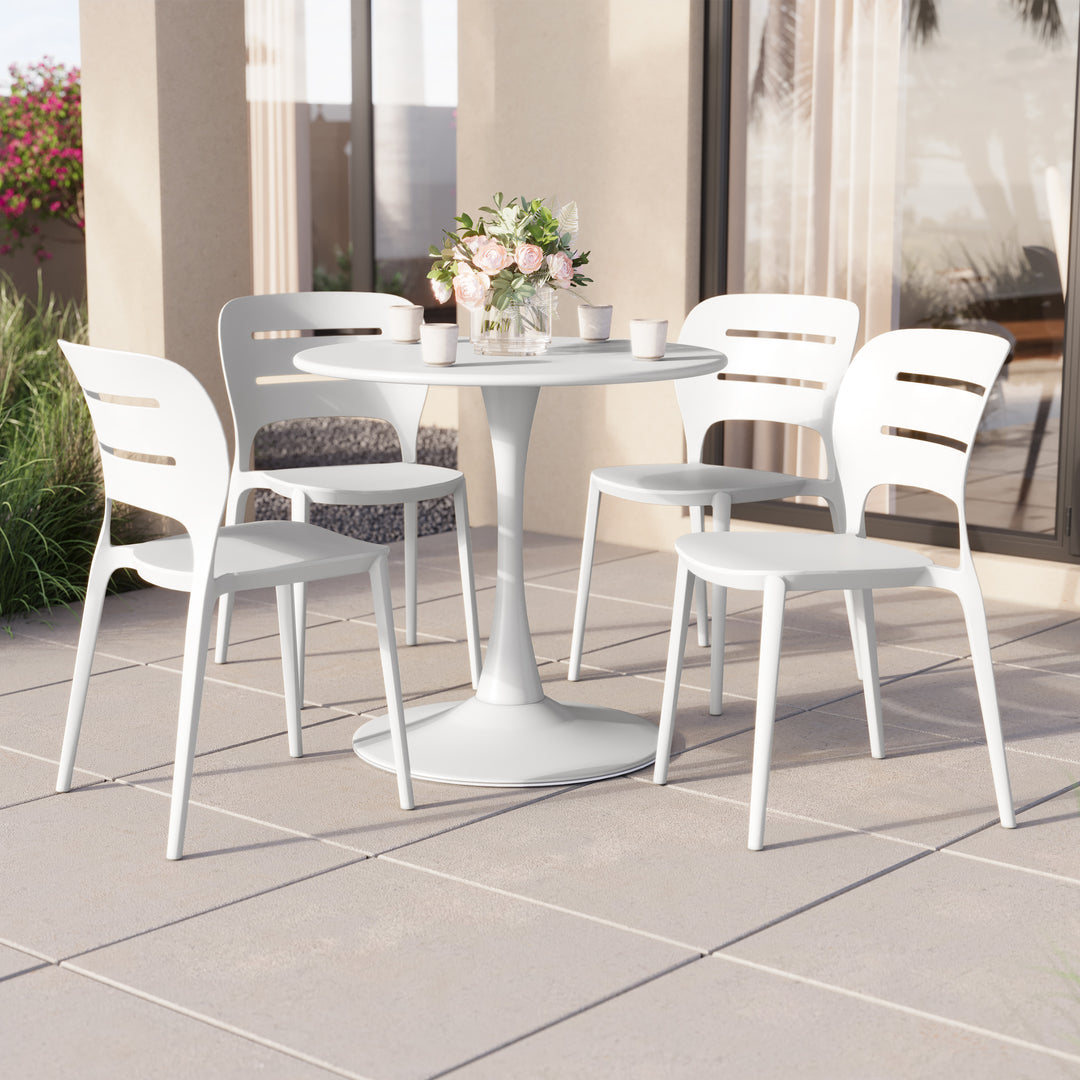 Playa Outdoor Modern Stackable Plastic Patio Dining Side Chairs (Set of 4)