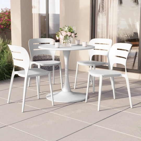 Playa Outdoor Modern Stackable Plastic Patio Dining Side Chairs (Set of 4)