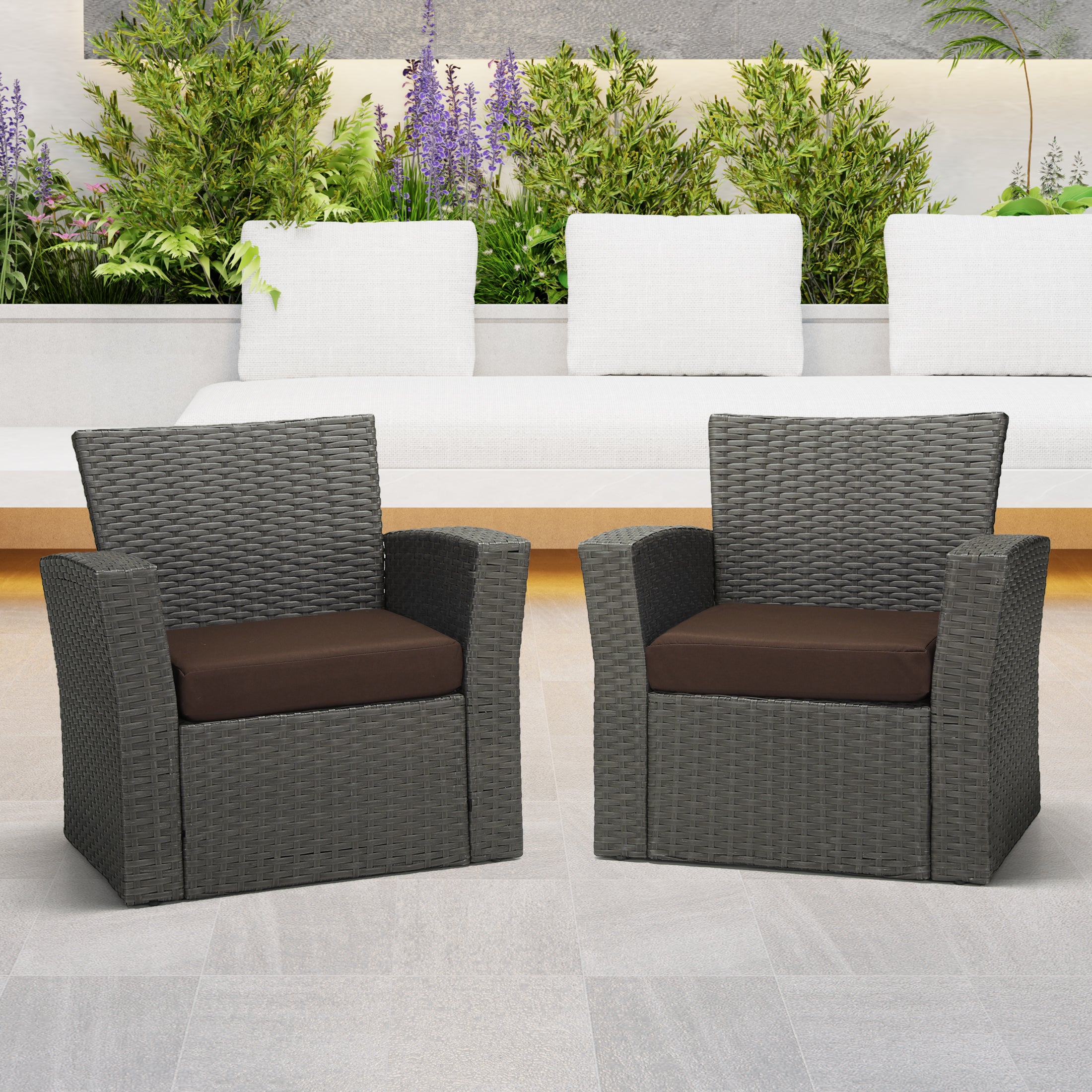 Solace Outdoor Patio Furniture Seat Chair Square Cushions Set of 2, 20" x 19"