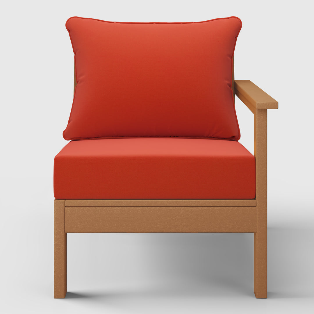 Avalon Outdoor Patio HDPE Right Arm Sectional Corner Club Chair with Patio Cushions