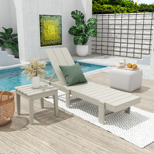 Ashore 2 Piece Modern Poly Reclining Chaise Lounge With Wheels