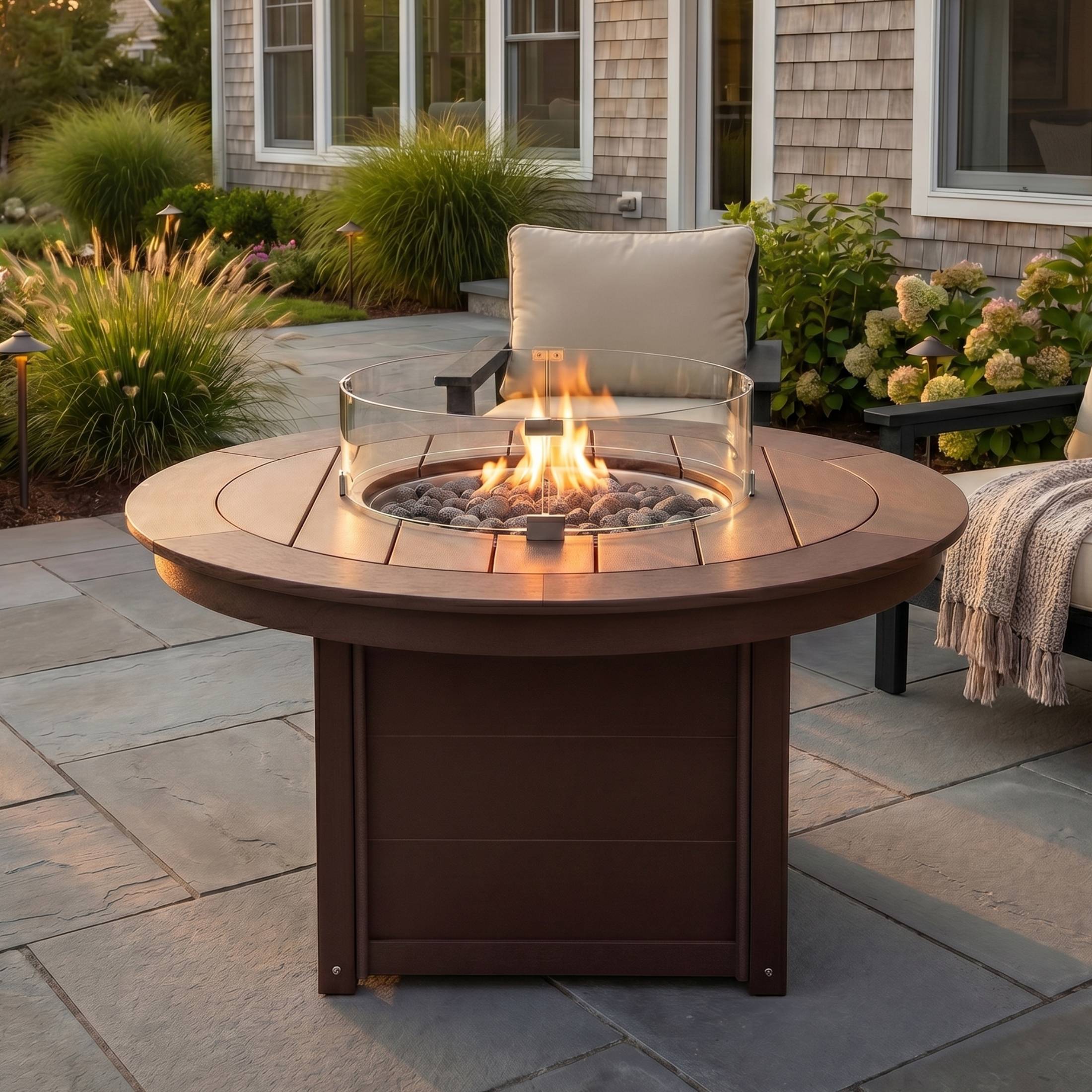 Helios 47" Modern Outdoor 55,000 BTU Patio Propane Round Fire Pit Table
