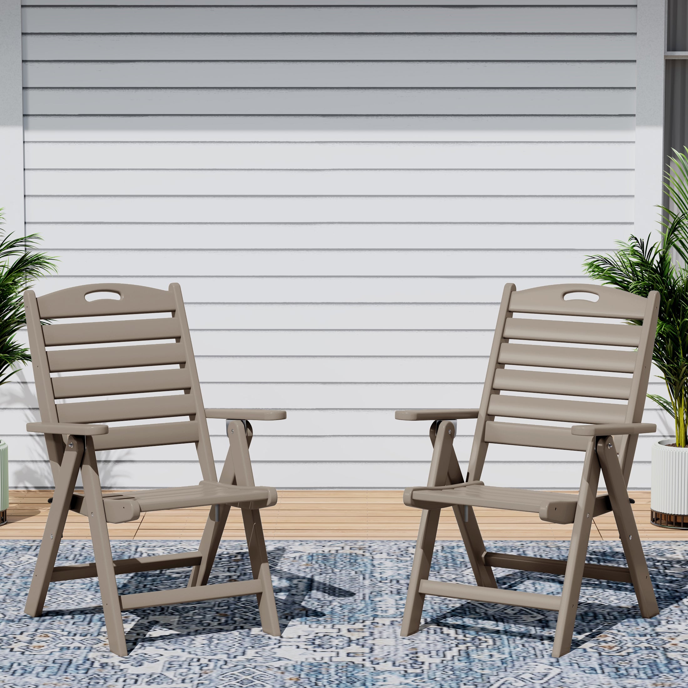 Azura HDPE Adjustable Highback Folding Outdoor Patio Dining Chairs Set of 2