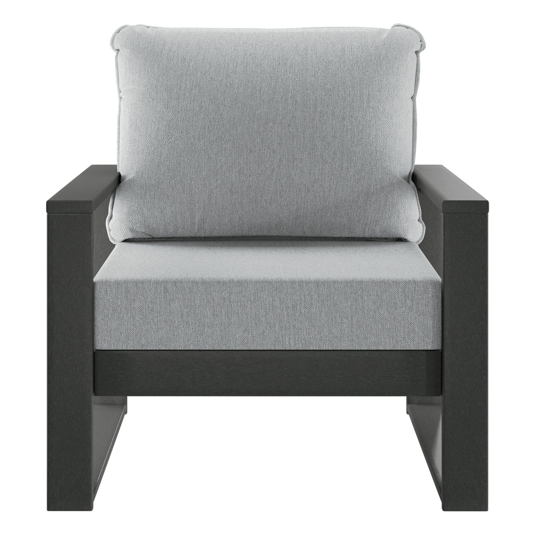Outdoor Modern HDPE Patio Club Chair with Waterproof Deep Seat Cushions