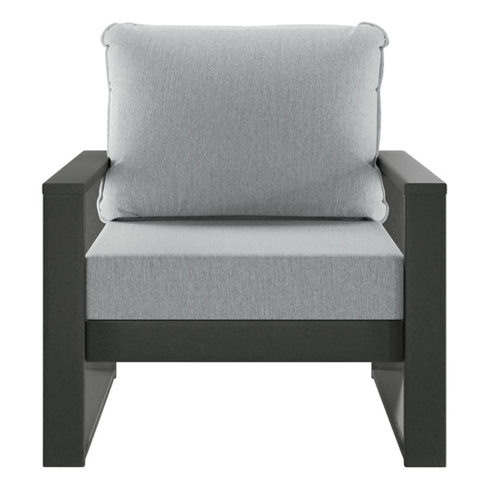 Outdoor Modern HDPE Patio Club Chair with Waterproof Deep Seat Cushions