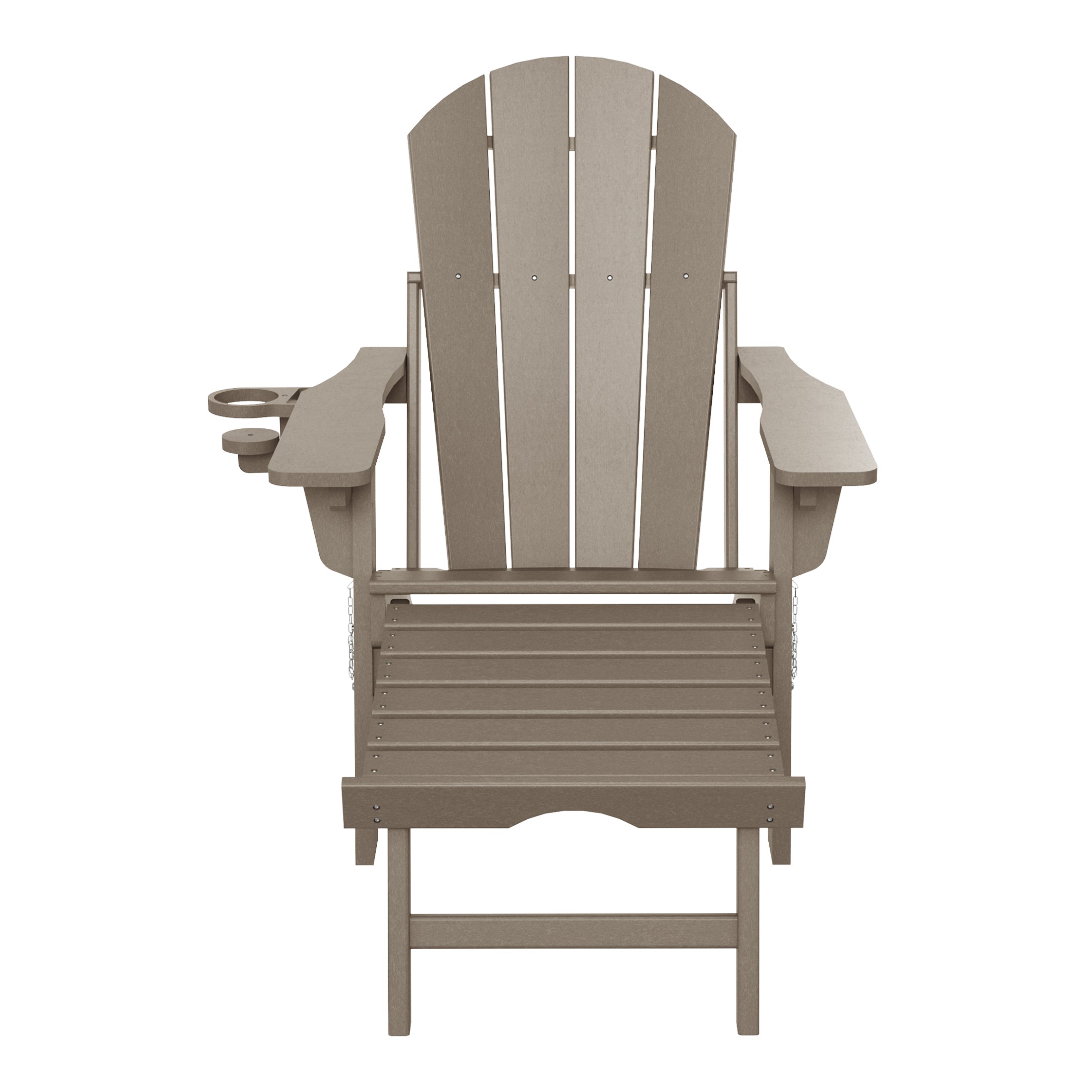 Malibu Folding Adjustable Adirondack Chair with Retractable Ottoman and Cup Holder