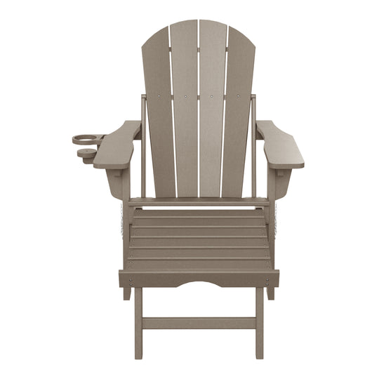 Malibu Folding Adjustable Adirondack Chair with Retractable Ottoman and Cup Holder