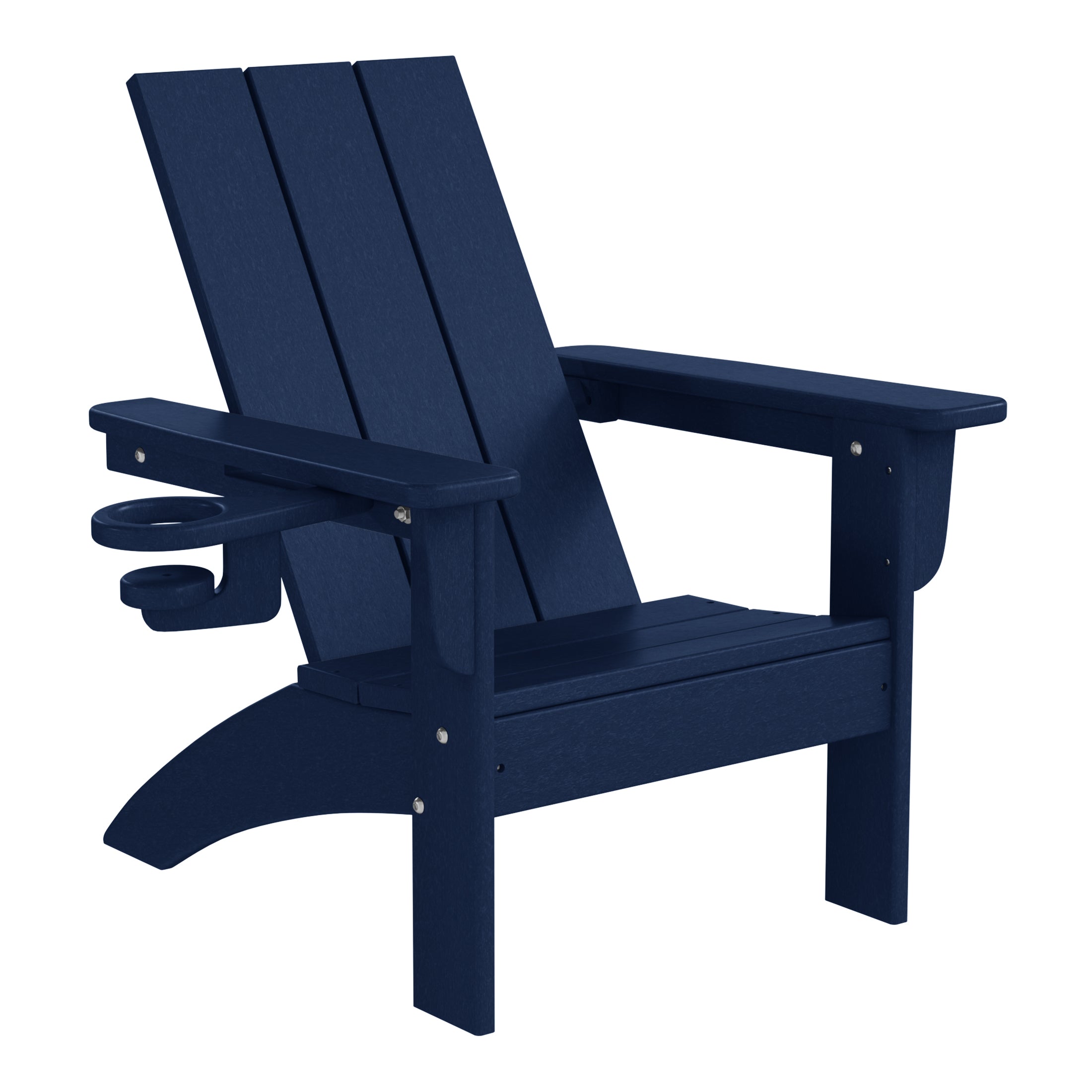 Ashore 3-Piece Kids HDPE Modern Adirondack Chairs Set with Square Side Table and Cup Holders