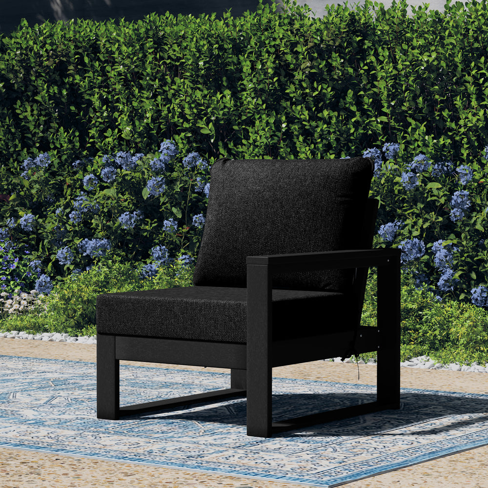 Montara Outdoor Patio HDPE Right Arm Facing Sectional Corner Chair with Patio Cushions
