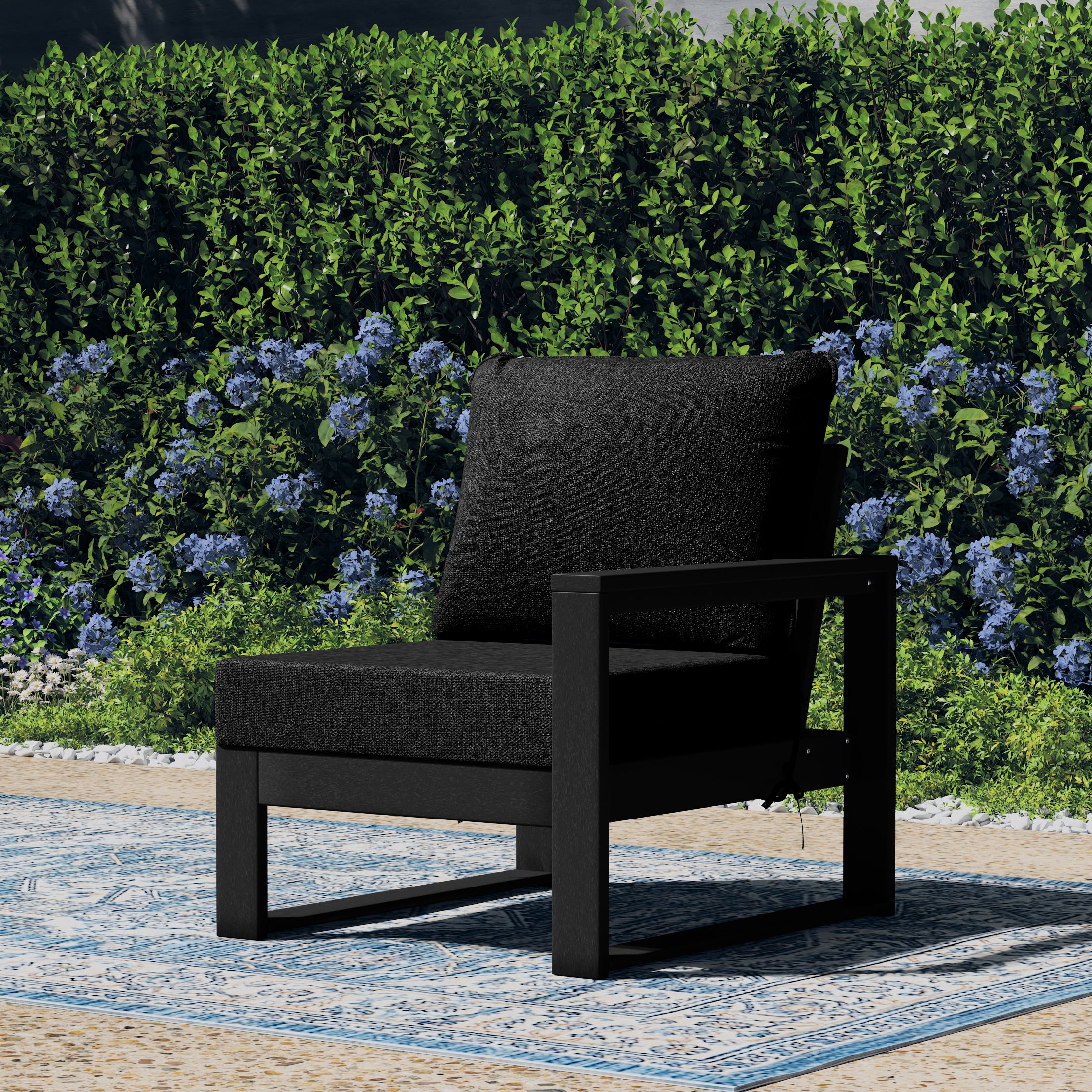 Montara Outdoor Patio HDPE Right Arm Facing Sectional Corner Chair with Patio Cushions