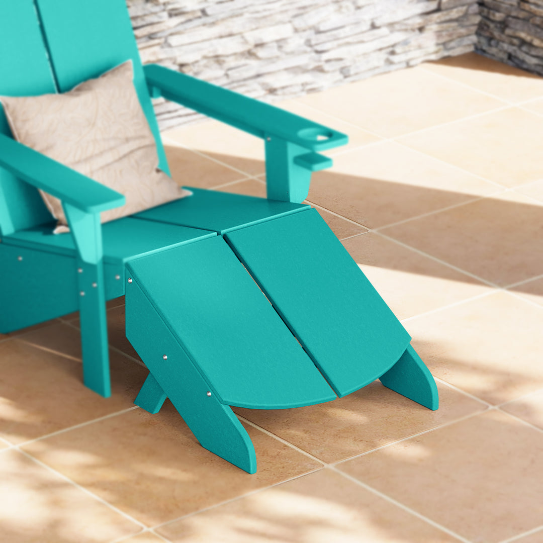 Riviera Modern HDPE Plastic Folding Patio Adirondack Ottoman