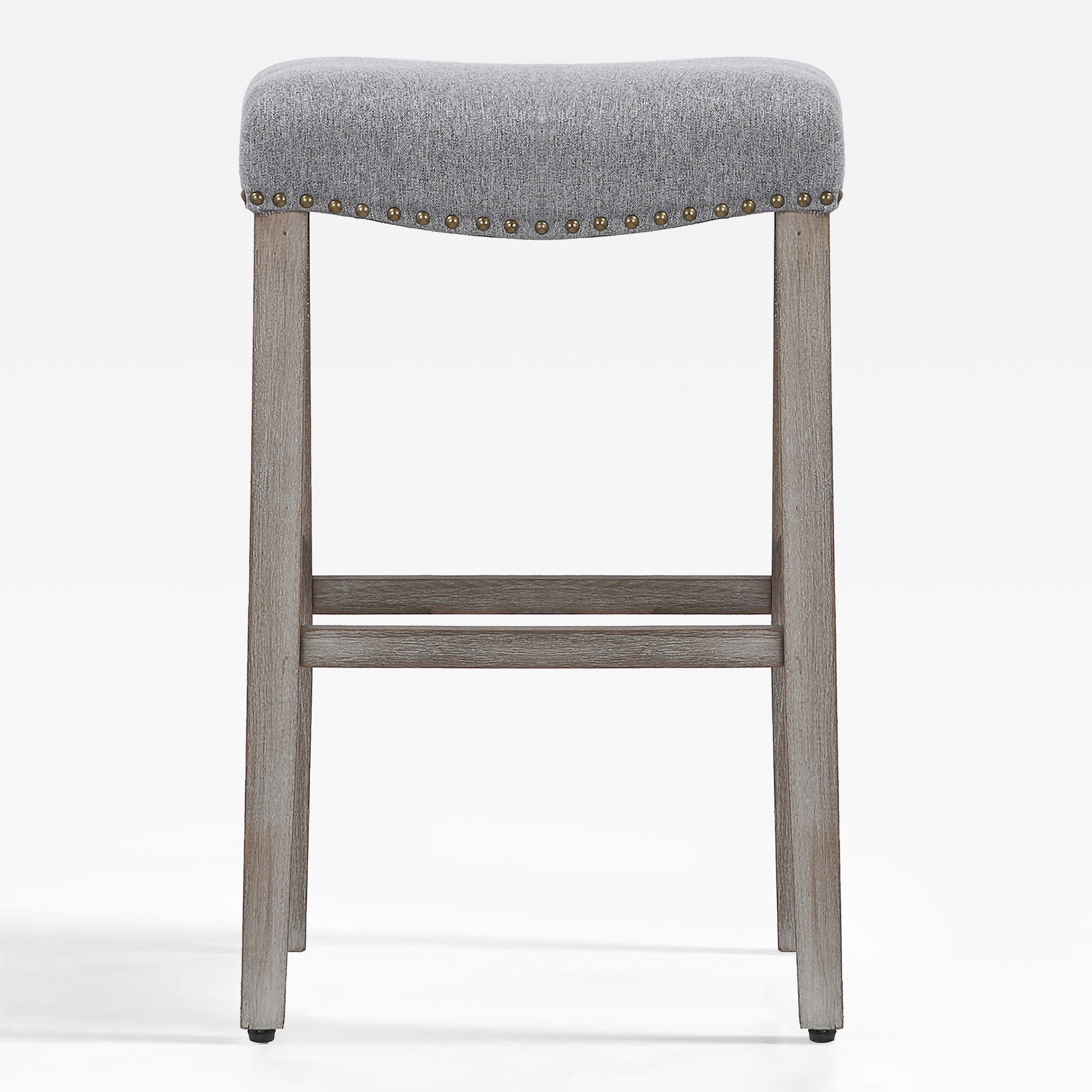 Lenox 29" upholstered nail head bar counter stools with Antique Gray color legs