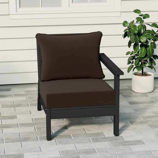 Avalon Outdoor Patio HDPE Right Arm Sectional Corner Club Chair with Patio Cushions