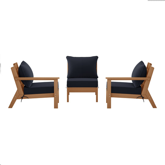 Avalon Outdoor Patio HDPE Sectional Sofa with Patio Cushions