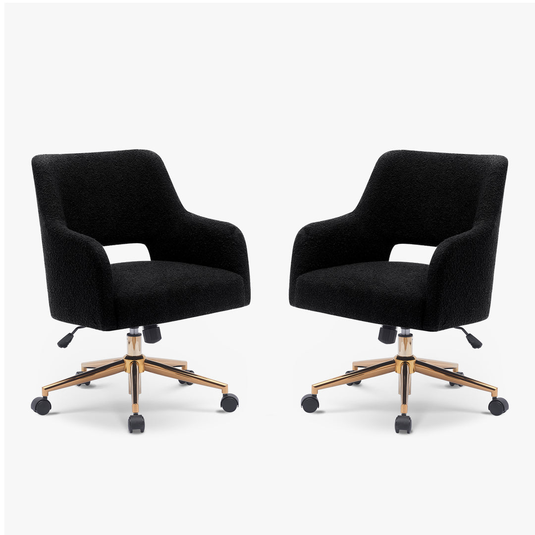 Genevieve Mid-Century Modern Swivel Office Vanity Chair with Wheels (Set of 2)