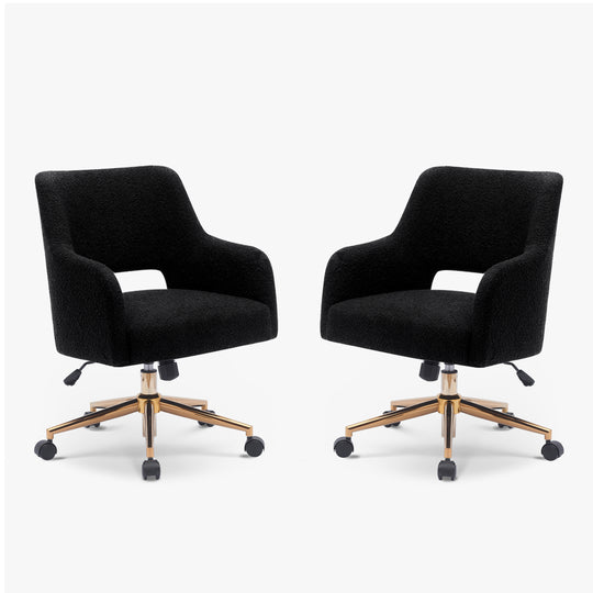 Genevieve Mid-Century Modern Swivel Office Vanity Chair with Wheels (Set of 2)