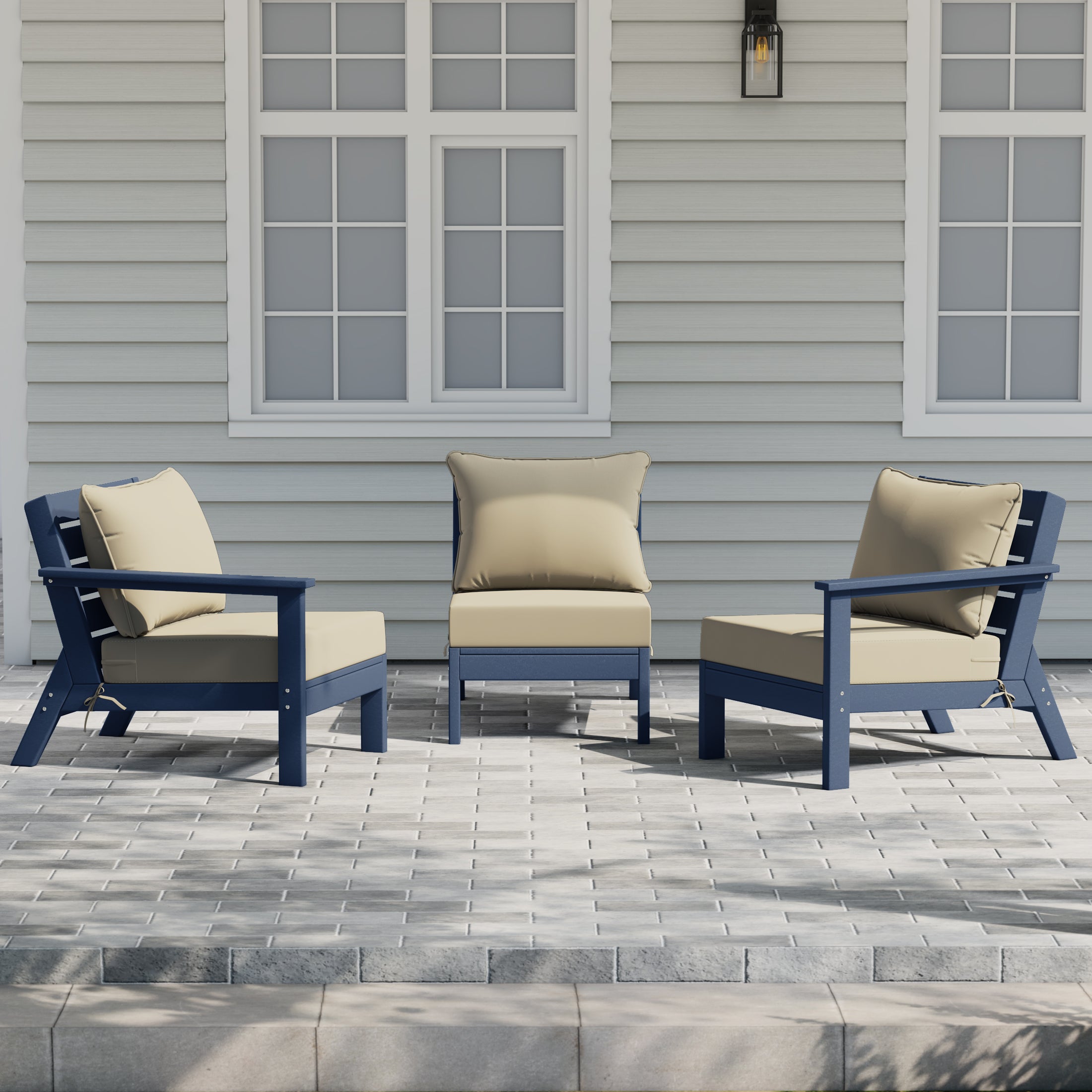 Avalon Outdoor Patio HDPE Sectional Sofa with Patio Cushions