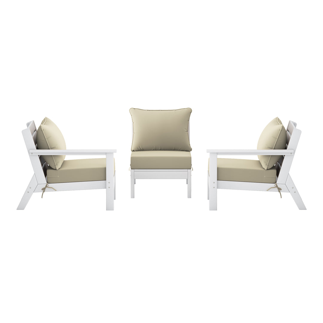 Avalon Outdoor Patio HDPE Sectional Sofa with Patio Cushions