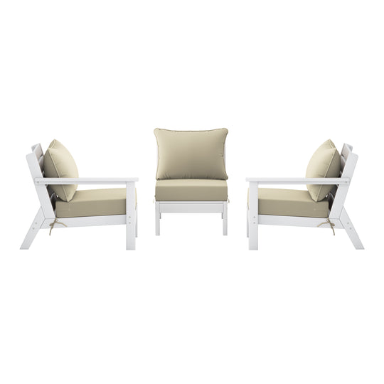 Avalon Outdoor Patio HDPE Sectional Sofa with Patio Cushions