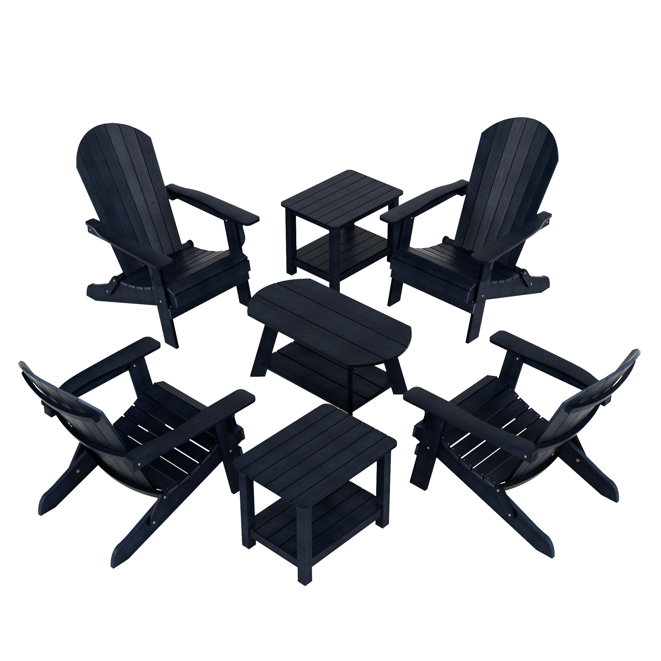 Tuscany 7-Piece HIPS Outdoor Poly Adirondack Seashell Conversation Lounge Set