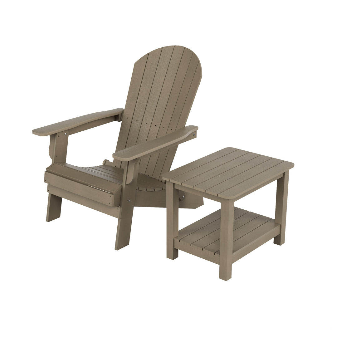 Tuscany HIPS Outdoor Folding Adirondack Seashell Chair With Side Table