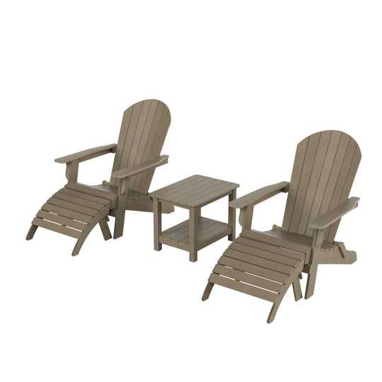 Tuscany HIPS 5-Piece Outdoor Folding Adirondack Chair With Side Table and Folding Ottoman Set