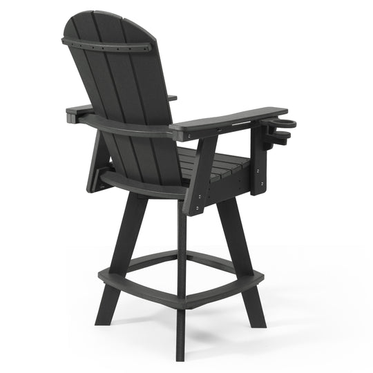 Malibu Outdoor HDPE Swivel Adirondack Bar Height Chair With Cup Holder