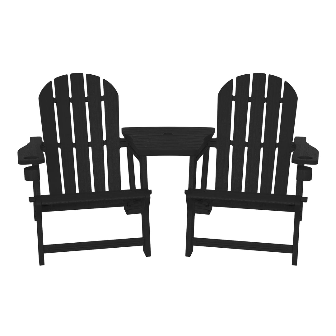 Azura Outdoor HDPE Adirondack Chairs With Connecting Table Tray (Set of 2)