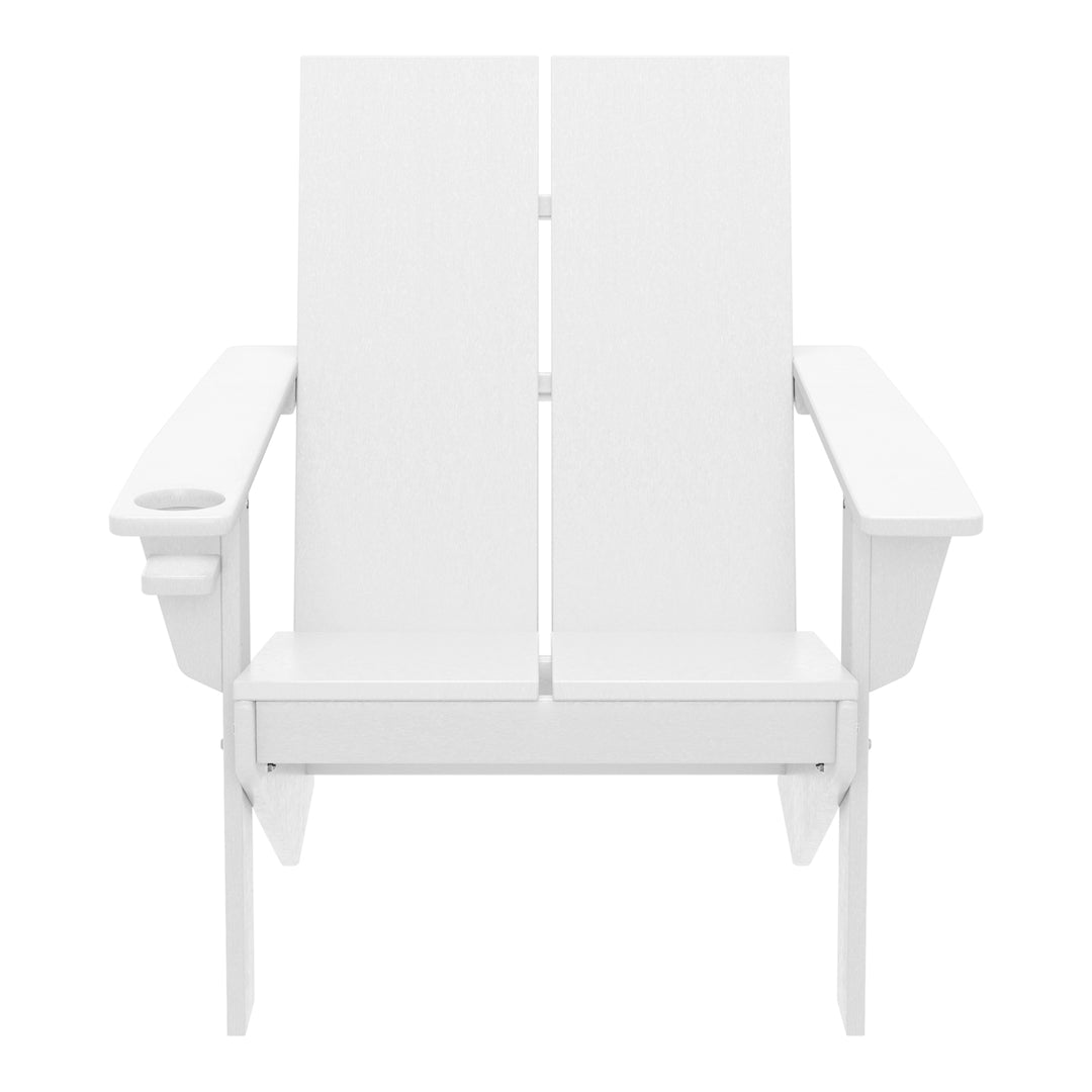 Riviera Outdoor HDPE Modern Adirondack Chair with Cup Holder (Set of 2)
