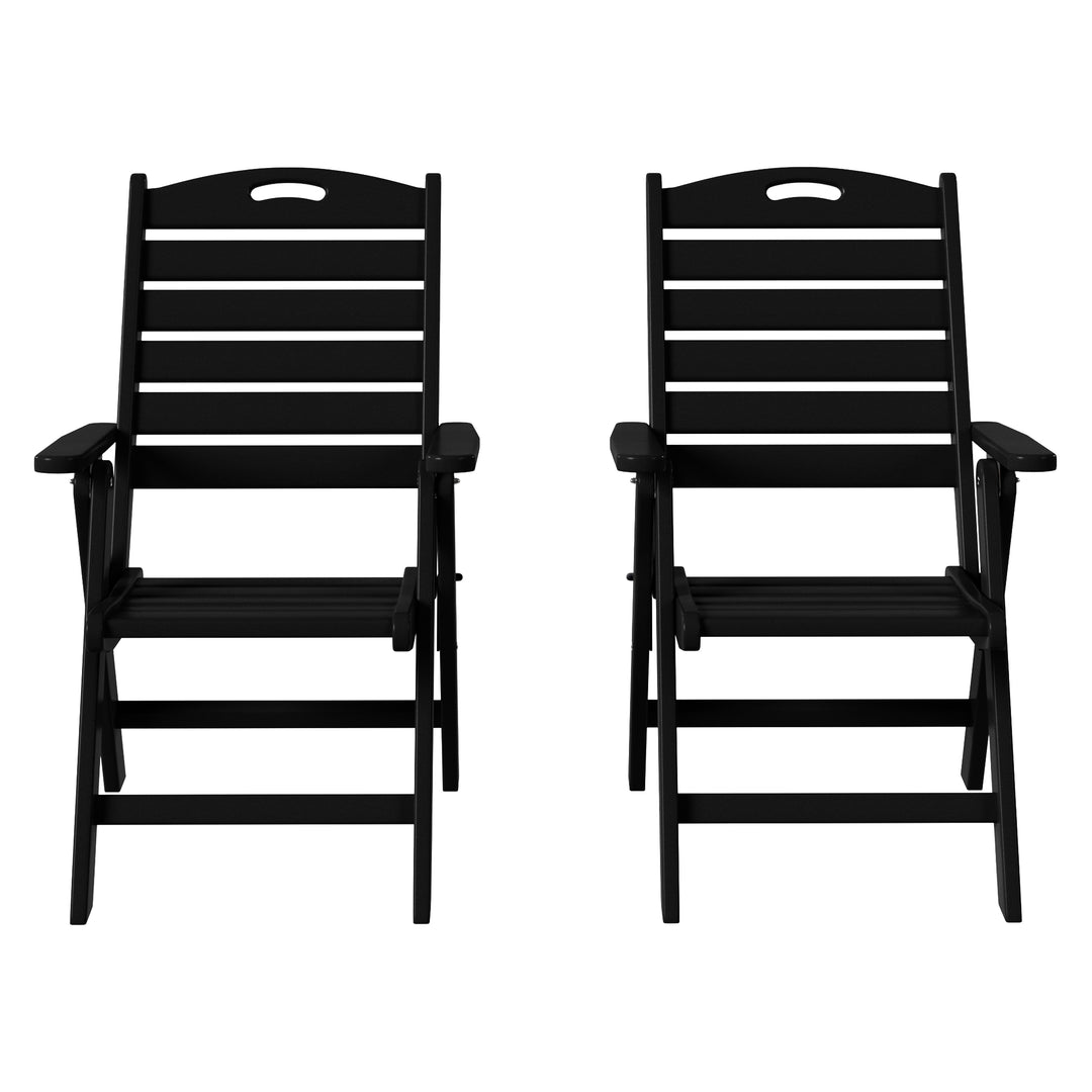 Azura HDPE Adjustable Highback Folding Outdoor Patio Dining Chairs Set of 2