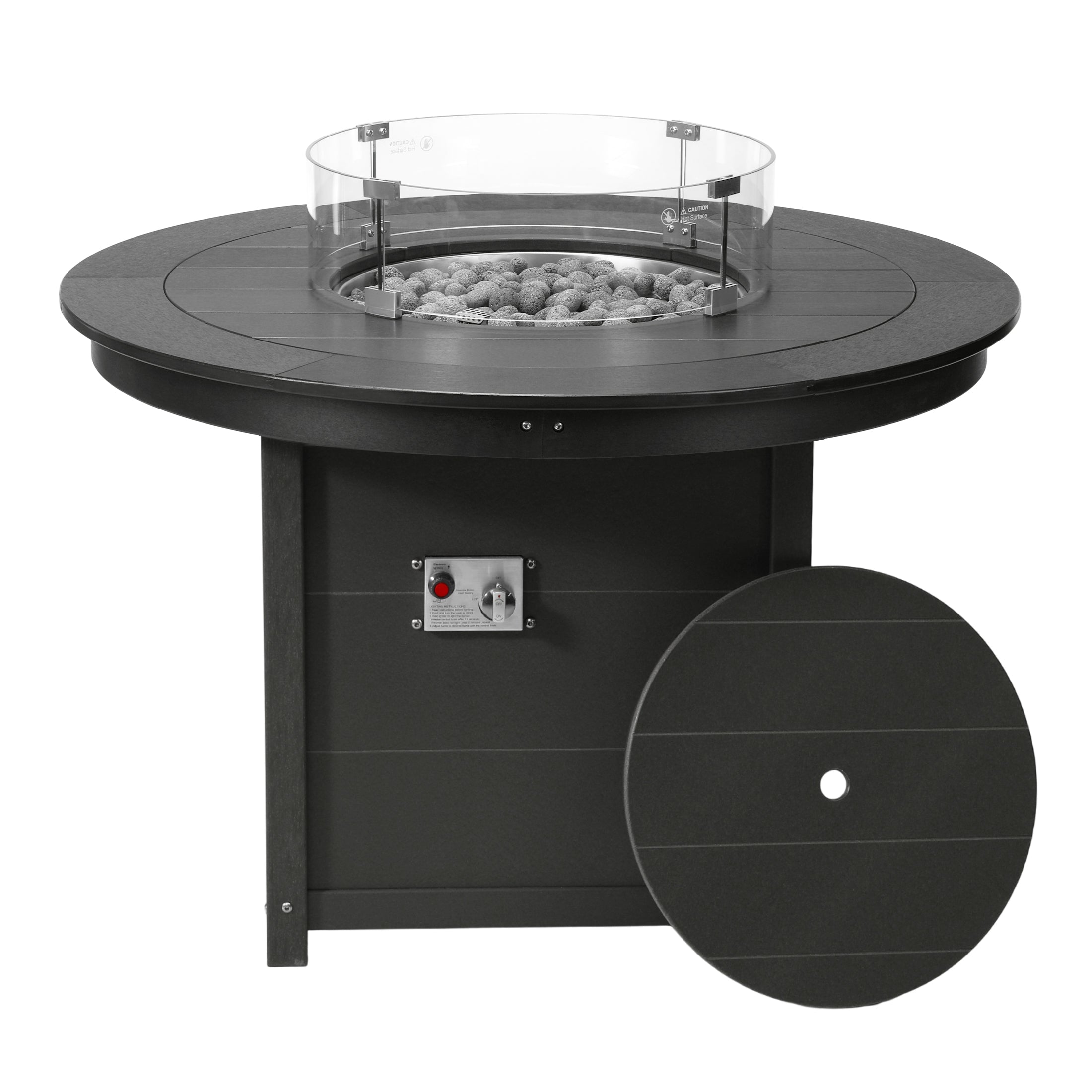 Helios 47" Modern Outdoor Patio Propane Gas Round Fire Pit Table