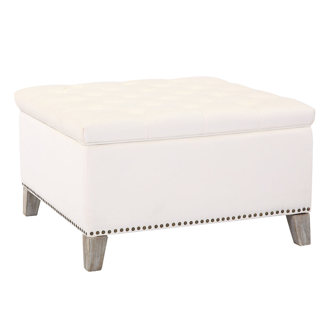 Wordford Square Velvet Tufted Storage Ottoman