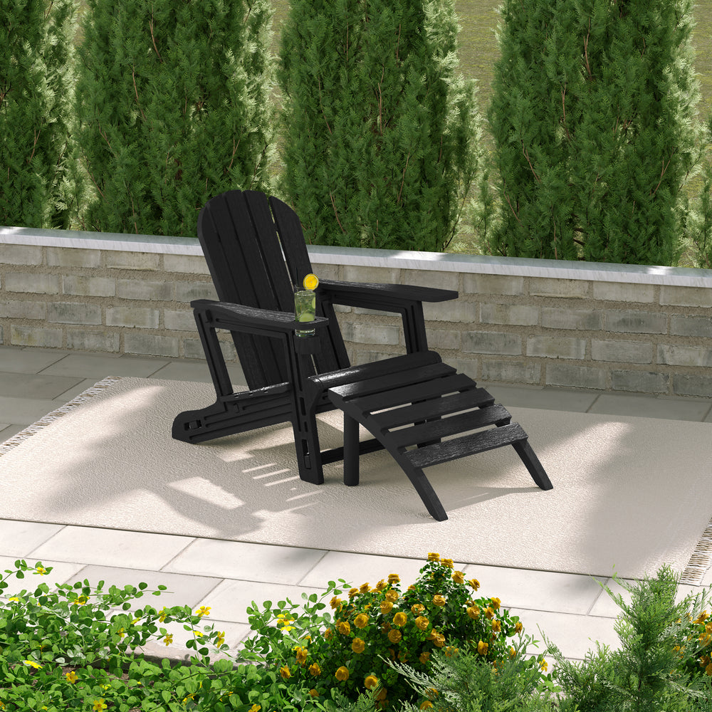 Azura No-Tools Outdoor HDPE Patio Adirondack Chair with Patio Ottoman