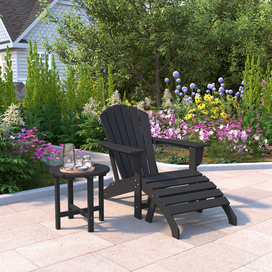 Dylan Outdoor Adirondack Chair With Ottoman And Side Table 3-Piece Set