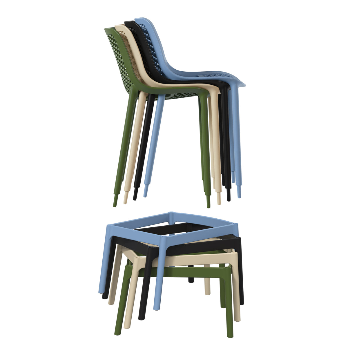 Playa 41.75" Outdoor Modern Polypropylene Plastic Patio Bar Height Stools (Set of 2)
